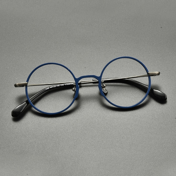 Gatenac Unisex Full Rim Round Titanium Eyeglasses Gxyj847 Full Rim Gatenac Blue  