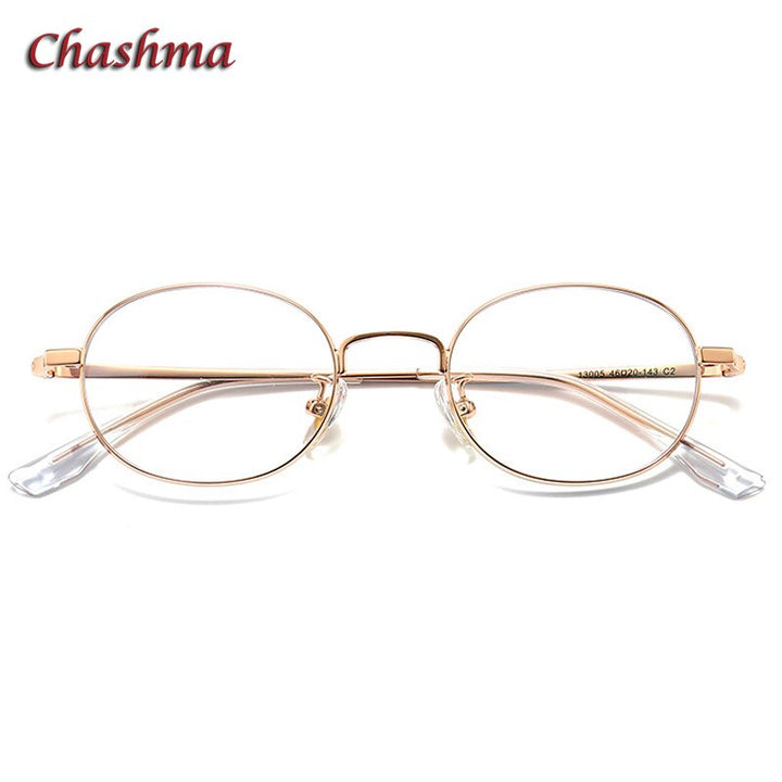 Chashma Unisex Full Rim Round Stainless Steel Frame Eyeglasses Full Rim Chashma Gold Blue  