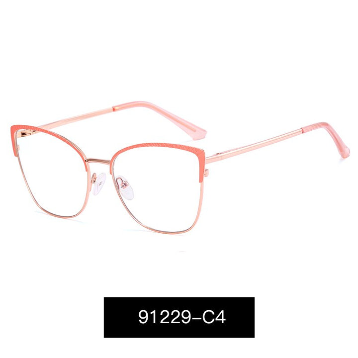 Hotony Women's Full Rim Cat Eye Square Alloy Eyeglasses 91229 Full Rim Hotony C4  