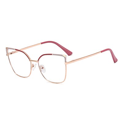 Ralferty Women's Full Rim Square Cat Eye Alloy Eyeglasses F82055 Full Rim Ralferty China C5 Purple 