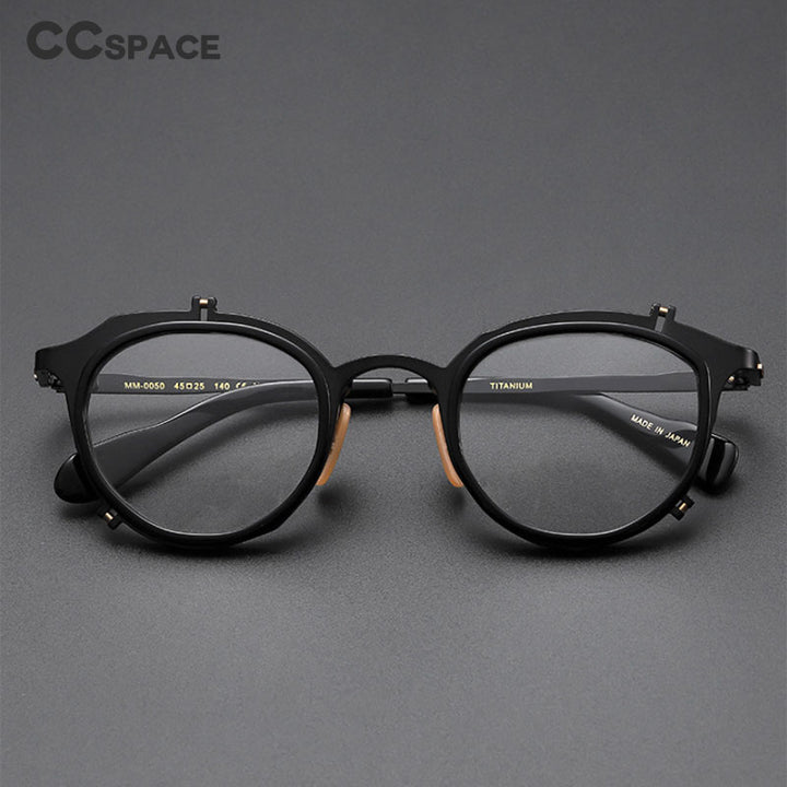 CCSpace Men's Full Rim Round Square Titanium Alloy Eyeglasses 53302 Full Rim CCspace   