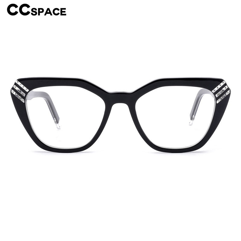 CCSpace Women's Full Rim Square Cat Eye Handcrafted Acetate Eyeglasses 55282 Full Rim CCspace   