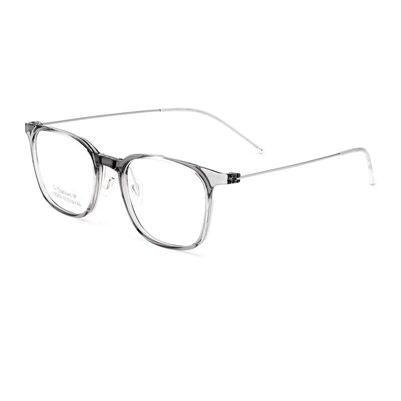 KatKani Unisex Full Rim Square Tr 90 Titanium Eyeglasses 5826 Full Rim KatKani Eyeglasses Transparent Gray  