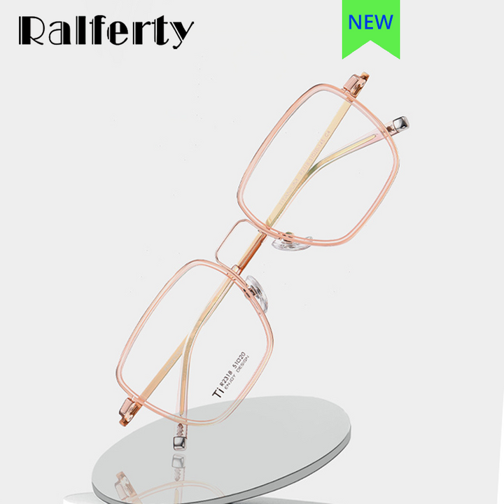 Ralferty Unisex Full Rim Square Titanium Acetate Eyeglasses Dt2318 Full Rim Ralferty   
