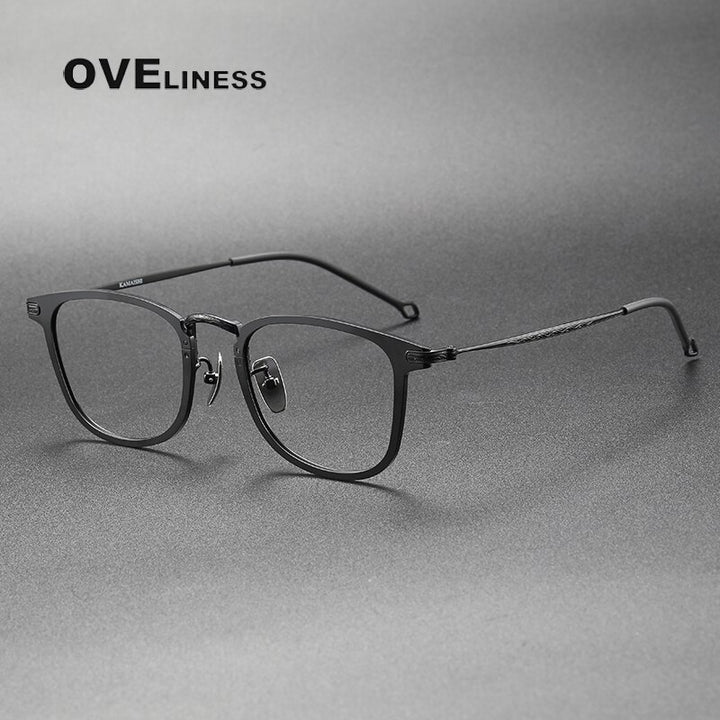 Oveliness Unisex Full Rim Square Titanium Eyeglasses 88009 Full Rim Oveliness black  