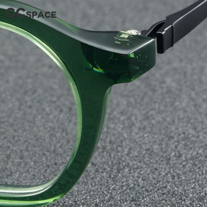 CCspace Unisex Full Rim Round Acetate Eyeglasses 55355 Full Rim CCspace   