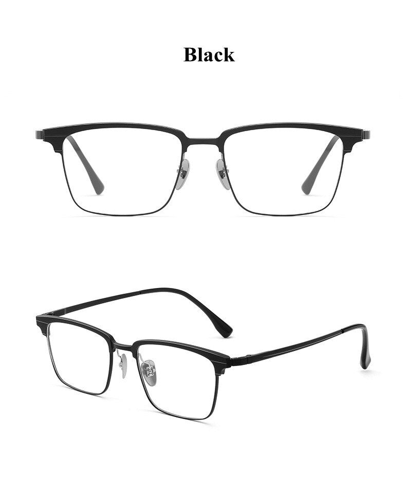 Chashma Ochki Unisex Full Rim Square Acetate Alloy Eyeglasses 9205 Full Rim Chashma Ochki Black  
