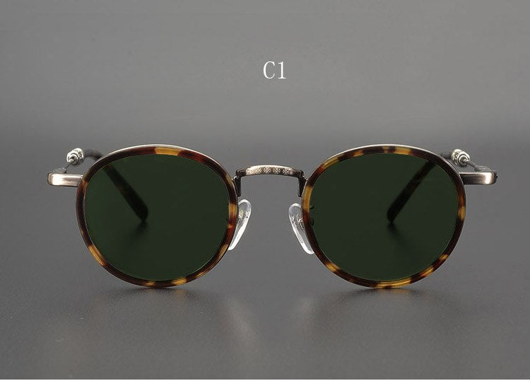Yujo Men's Full Rim Round Acetate Alloy UV400 Dark Polarized Sunglasses Sunglasses Yujo C1 China 
