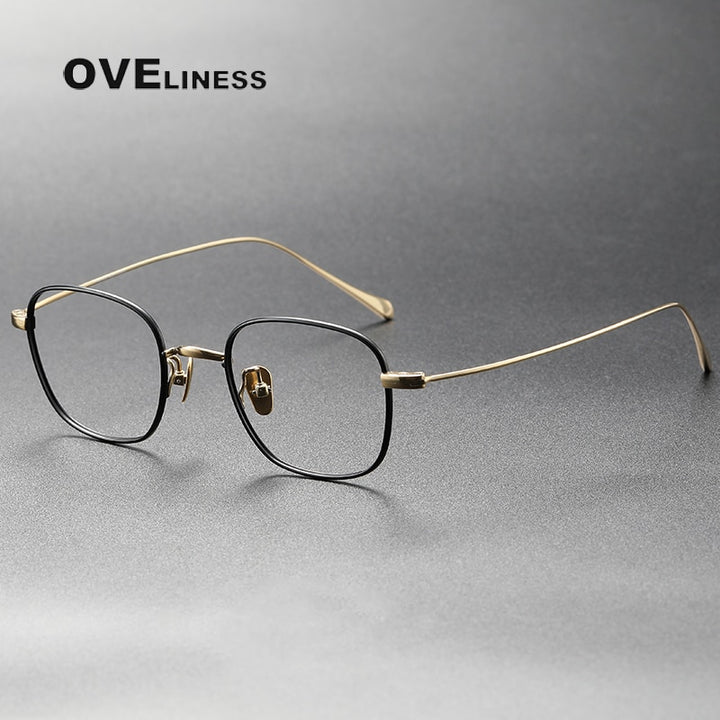 Oveliness Unisex Full Rim Square Titanium Eyeglasses Gws199 Full Rim Oveliness black gold  