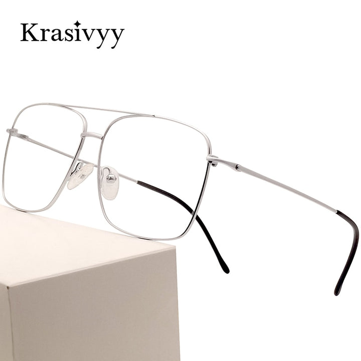 Krasivyy Men's Full Rim Square Double Bridge Titanium Eyeglasses Kr16051 Full Rim Krasivyy   