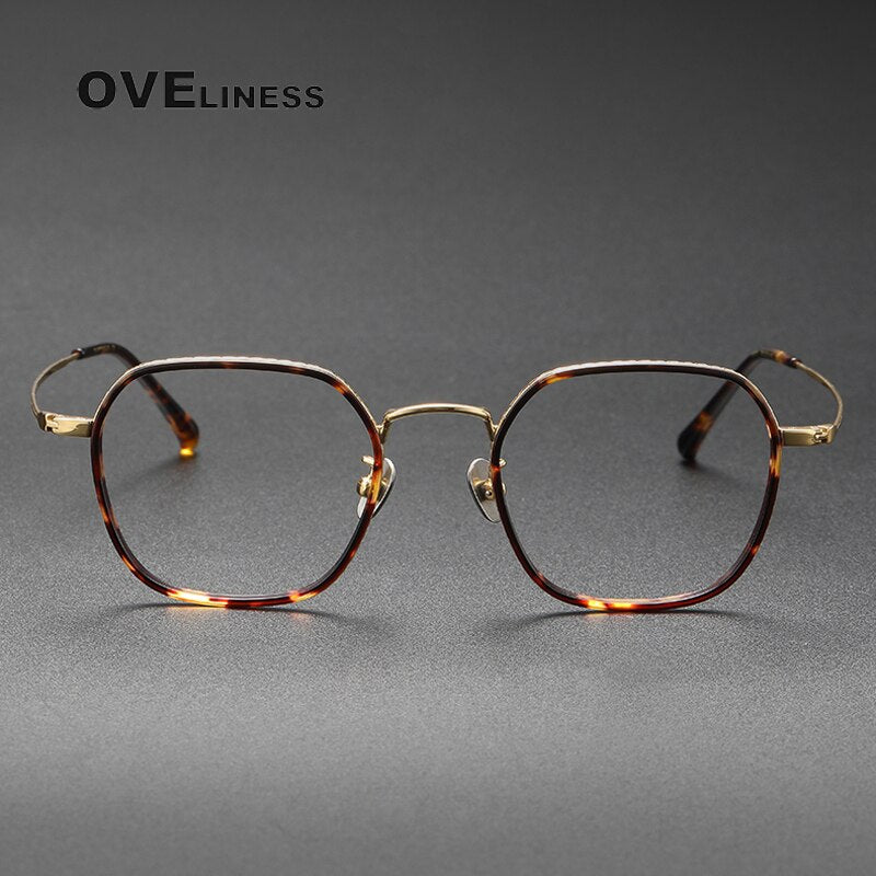 Oveliness Unisex Full Rim Square Acetate Titanium Eyeglasses 8505 Full Rim Oveliness   