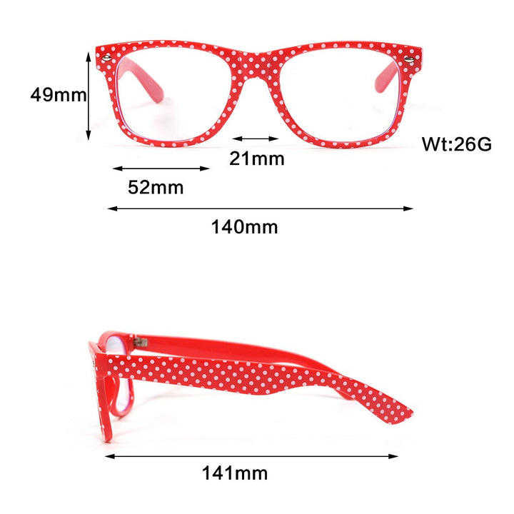 Cubojue Unisex Full Rim Square Red Polka Dot Tr 90 Hyperopic Reading Glasses Reading Glasses Cubojue   