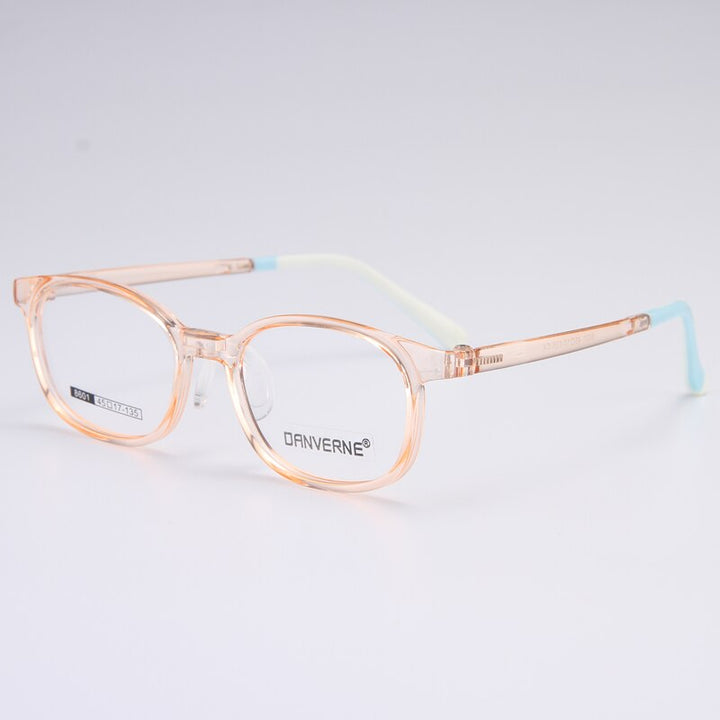 Gmei Unisex Children's Full Rim Round Rectangle Silicone TR90 Eyeglasses 8601 Full Rim Gmei Optical Brown  