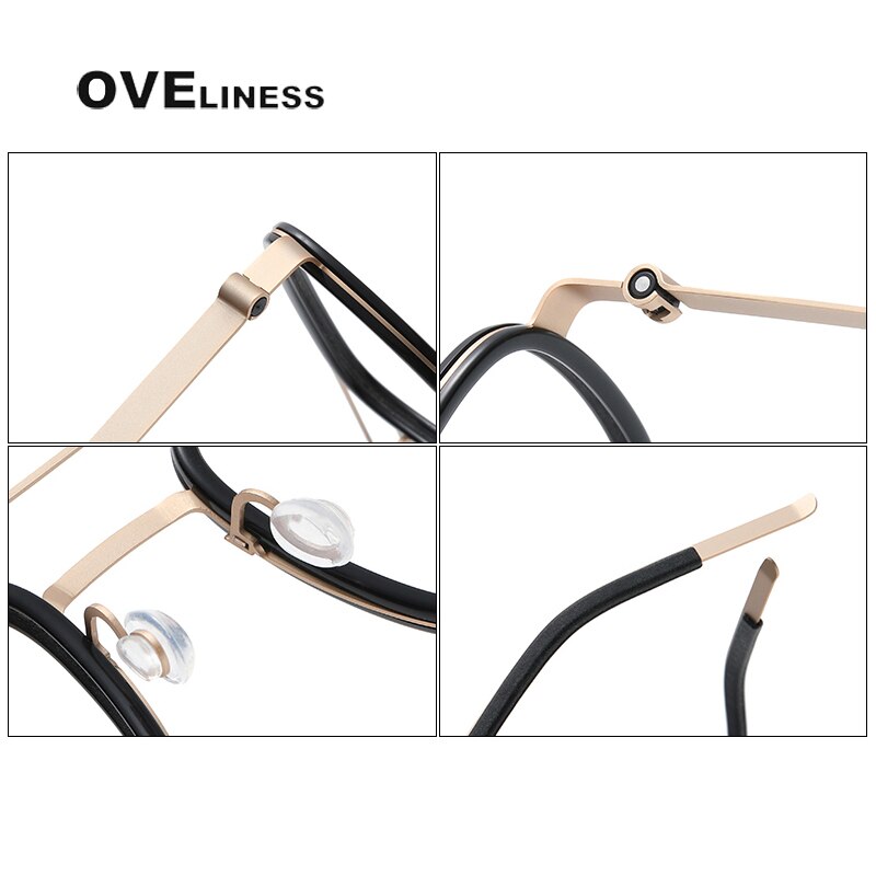 Oveliness Unisex Full Rim Square Double Bridge Titanium Eyeglasses 9708 Full Rim Oveliness   
