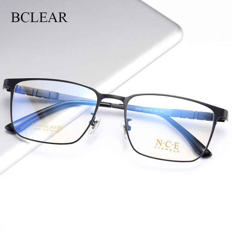 Bclear Men's Full Rim Square Titanium Eyeglasses My5008 Full Rim Bclear   