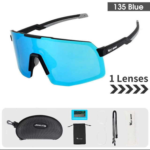 West Biking Unisex Semi Rim Tr 90 Polarized Sport Sunglasses YP0703138 Sunglasses West Biking Polarized Blue 135 CN 3 Lens