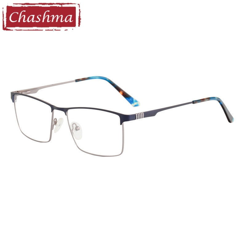 Chashma Ottica Men's Full Rim Square Stainless Steel Eyeglasses 8345 Full Rim Chashma Ottica Blue  