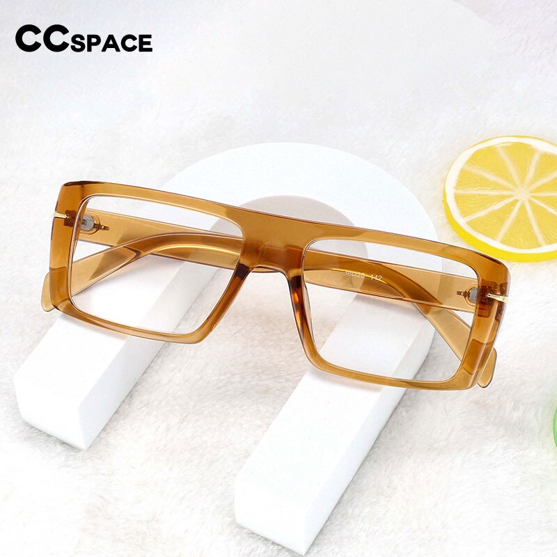 CCSpace Unisex Full Rim Oversized Rectangle Resin Frame Eyeglasses 54434 Full Rim CCspace   