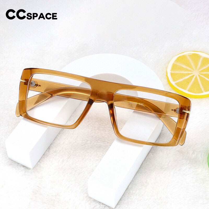 CCspace Unisex Full Rim Oversized Rectangle Resin Frame Eyeglasses 54434 Full Rim CCspace   