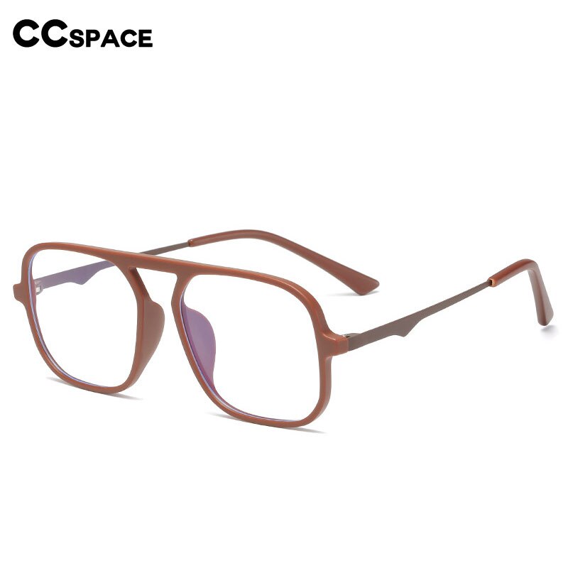 CCspace Unisex Full Rim Large Square Acetate Alloy Eyeglasses 55232 Full Rim CCspace   