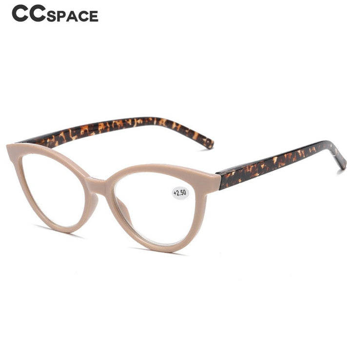 CCSpace Women's Full Rim Large Cat Eye Acetate Hyperopic Reading Glasses 55809 Reading Glasses CCspace   