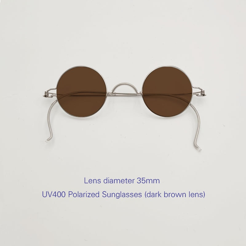 Yujo Unisex Full Rim 35mm Round Stainless Steel Handcrafted Eyeglasses Customized Lens Options Full Rim Yujo C3  