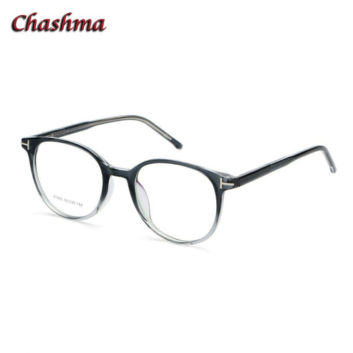 Chashma Ochki Men's Full Rim Round Titanium Acetate Eyeglasses 21005 Full Rim Chashma Ochki Gradient Gray  