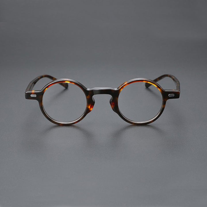 Yujo Unisex Full Rim Small Round Acetate Fiber Eyeglasses Optional Polarized Lenses Full Rim Yujo   