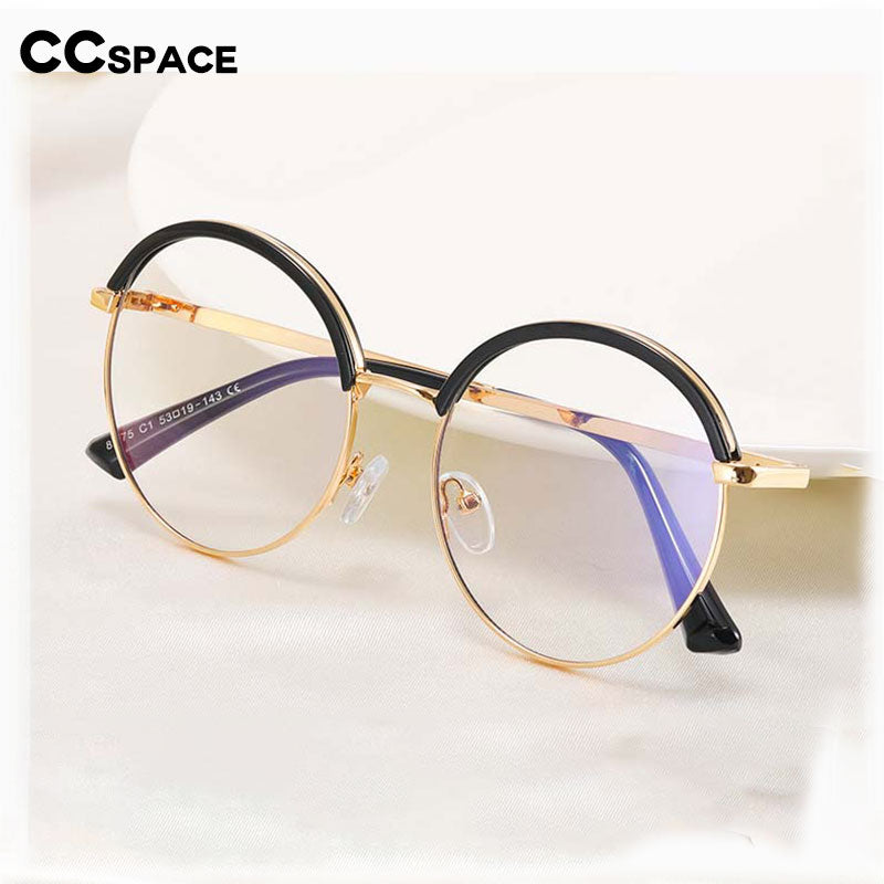 CCspace Women's Full Rim Round Tr 90 Alloy Eyeglasses 55236 Full Rim CCspace   