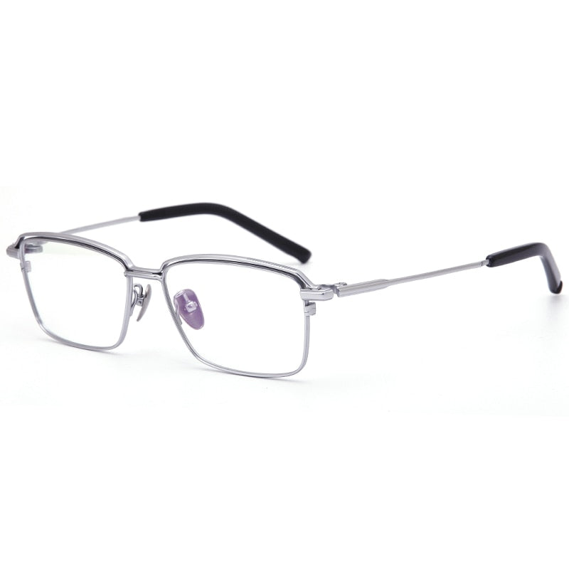 Muzz Unisex Full Rim Square Titanium Eyeglasses T950 Full Rim Muzz Silver  