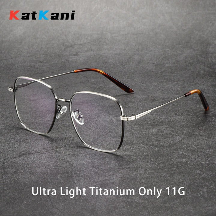 KatKani Unisex Full Rim Square Small Titanium Alloy Eyeglasses 1821 Full Rim KatKani Eyeglasses   