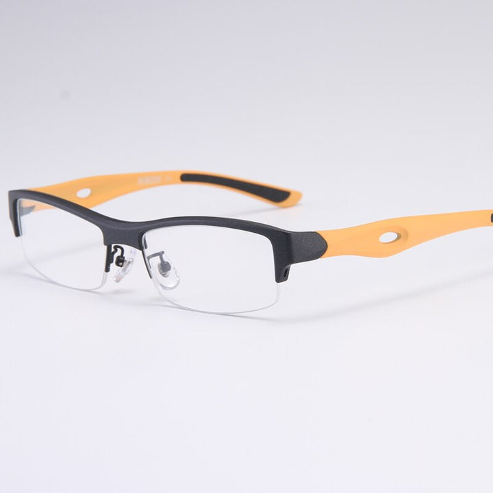 Bclear Men's Semi Rim Rectangle Tr 90 Sport Eyeglasses My1077 Semi Rim Bclear Black orange  