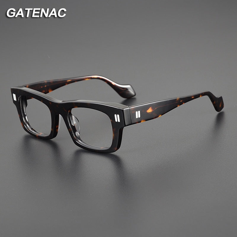 Gatenac Unisex Full Rim Square Acetate Eyeglasses Gxyj1087 Full Rim Gatenac   