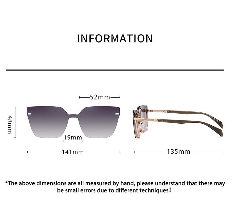 CCSpace Full Rim Square Cat Eye Tr 90 Titanium Eyeglasses With Clip On Sunglasses 54894 Clip On Sunglasses CCspace   