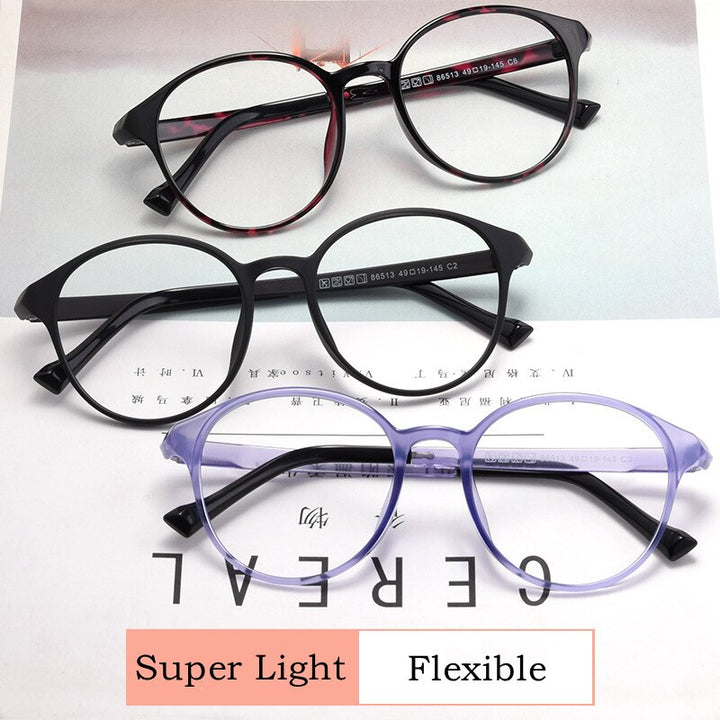 Yimaruili Unisex Full Rim Round Ultem Frame Eyeglasses 86513S Full Rim Yimaruili Eyeglasses   