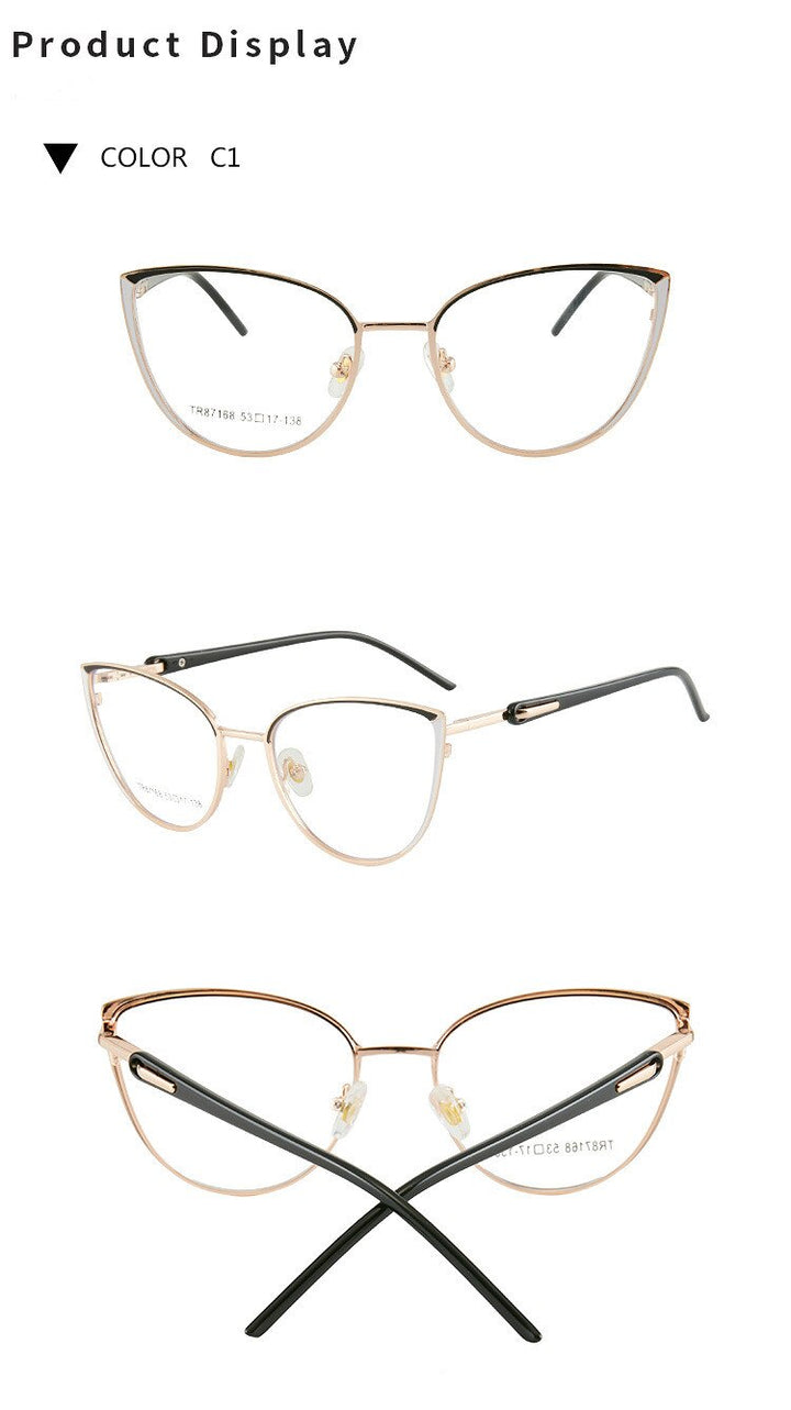 KatKani Women's Full Rim Memory TR 90 Resin Cat Eye Frame Eyeglasses Tr7168 Full Rim KatKani Eyeglasses   