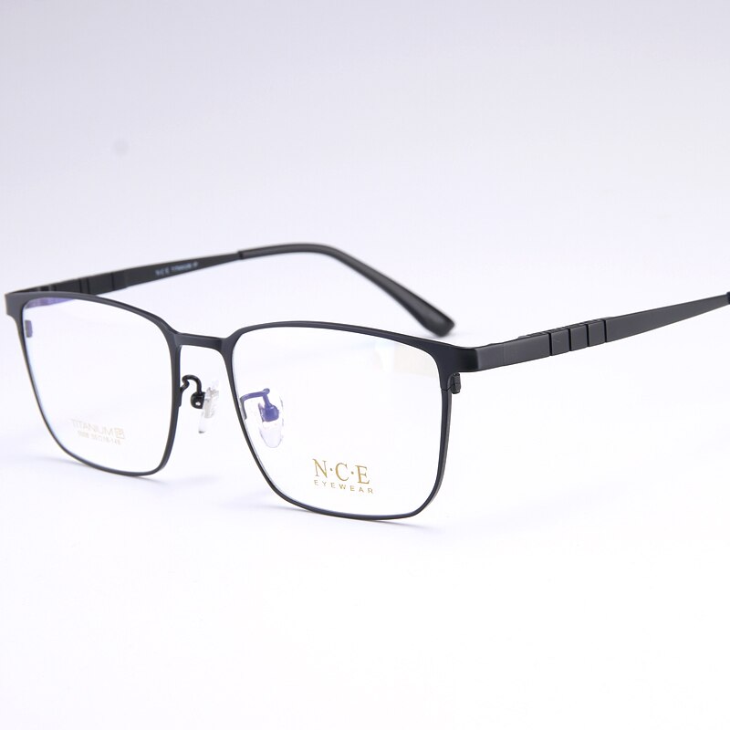 Bclear Men's Full Rim Square Titanium Eyeglasses My5008 Full Rim Bclear Black  