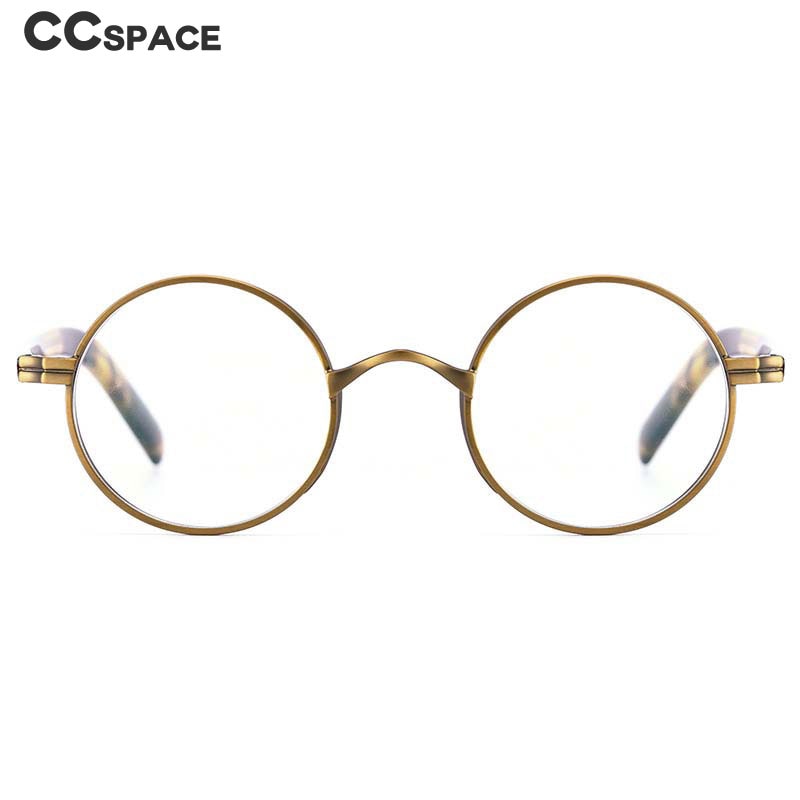 CCSpace Unisex Full Rim Round Titanium Acetate Alloy Frame Eyeglasses 54604 Full Rim CCspace   