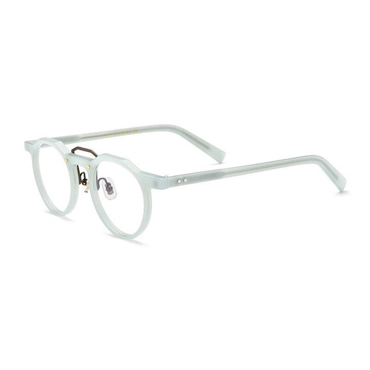 Gatenac Unisex Full Rim Round Acetate Double Bridge Frame Eyeglasses Gxyj816 Full Rim Gatenac Light Blue  