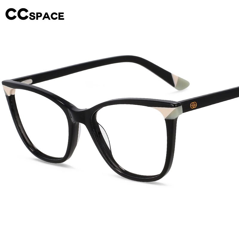 CCspace Unisex Full Rim Small Square Acetate Eyeglasses 55566 Full Rim CCspace   