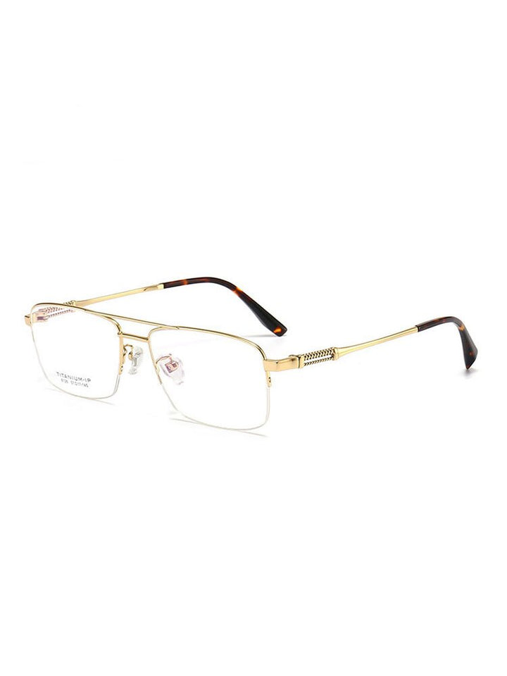 Aissuarvey Men's Large Semi Rim Square Titanium Frame Eyeglasses 8126 Semi Rim Aissuarvey Eyeglasses Gold CN 