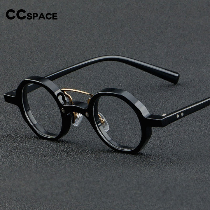 CCSpace Unisex Full Rim Round Double Bridge Acetate Eyeglasses 55726 Full Rim CCspace   