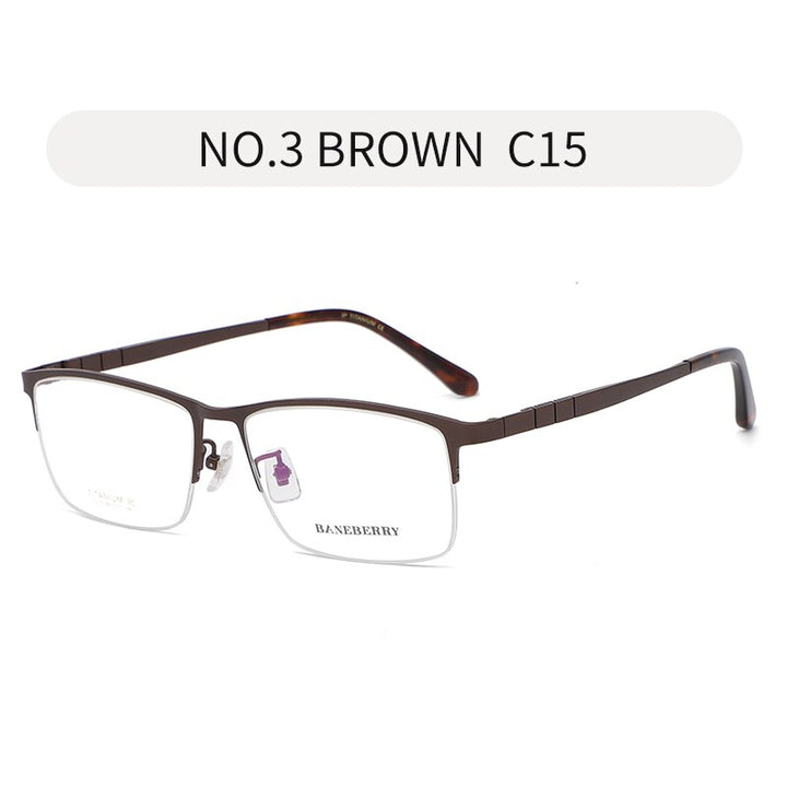 Zirosat Unisex Eyeglasses Frame Pure Titanium 71111 Half Rim Semi Rim Zirosat brown  