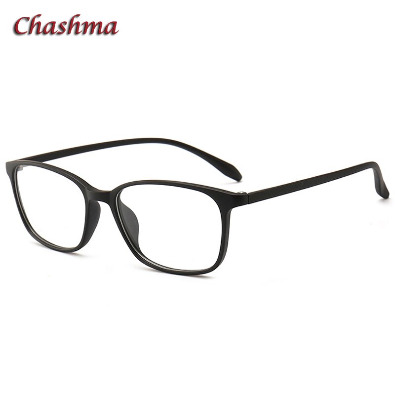 Chashma Women's Full Rim Square TR 90 Resin Titanium Frame Eyeglasses 6058 Full Rim Chashma Bright Black  