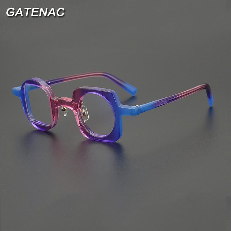 Gatenac Unisex Full Rim Small Square Round Acetate Eyeglasses Gxyj977 Full Rim Gatenac   