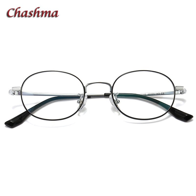 Chashma Unisex Full Rim Round Stainless Steel Frame Eyeglasses Full Rim Chashma Black Silver  
