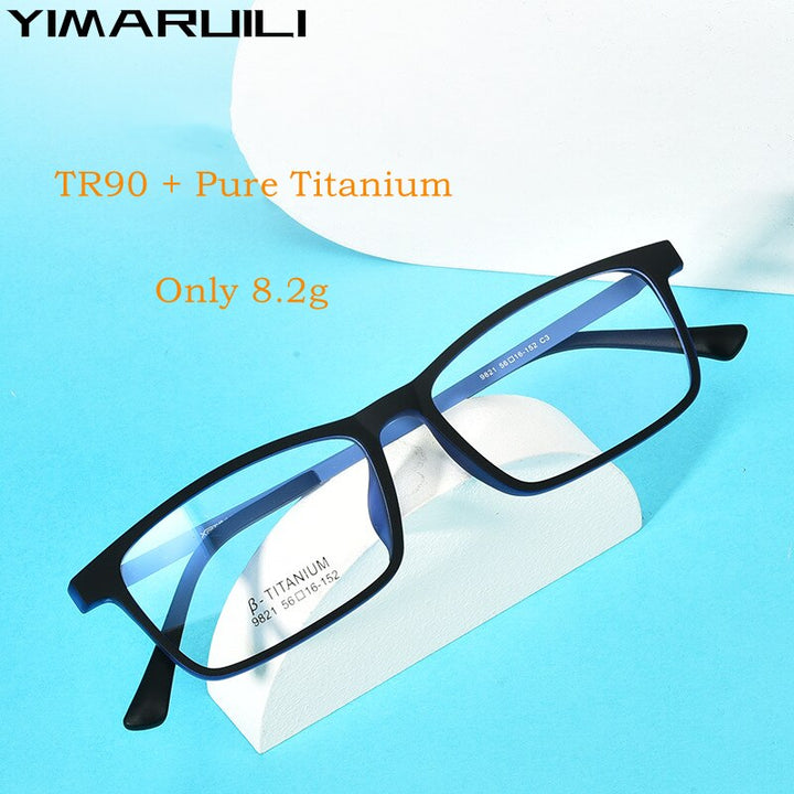 Yimaruili Men's Full Rim Square Tr 90 Titanium Eyeglasses 9821 Full Rim Yimaruili Eyeglasses   