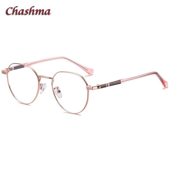 Chashma Ochki Unisex Full Rim Round Stainless Steel Acetate Eyeglasses 1921 Full Rim Chashma Ochki Rose Gold  