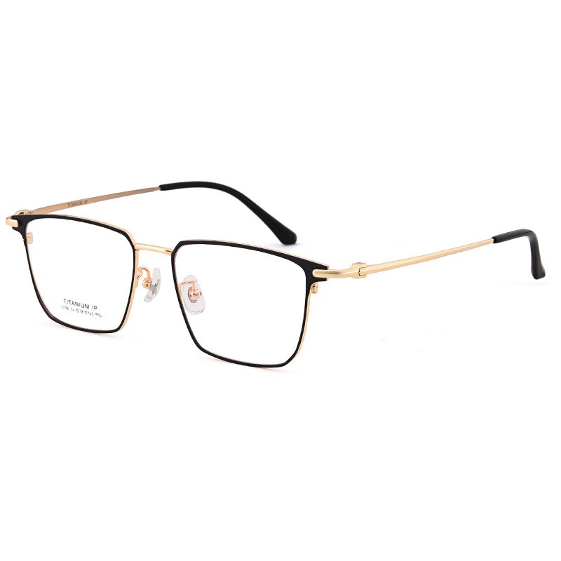 Bclear Unisex Full Rim Square Titanium Eyeglasses Lb1108 Full Rim Bclear Black gold  