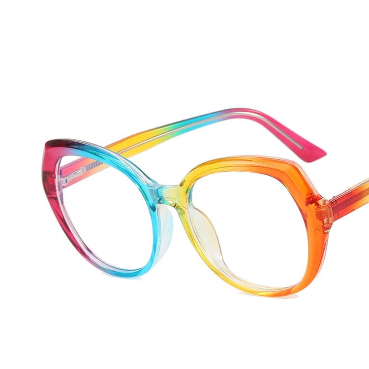 CCspace Women's Full Rim Irregular Square Tr 90 Titanium Eyeglasses 54716 Full Rim CCspace China Iridescent 